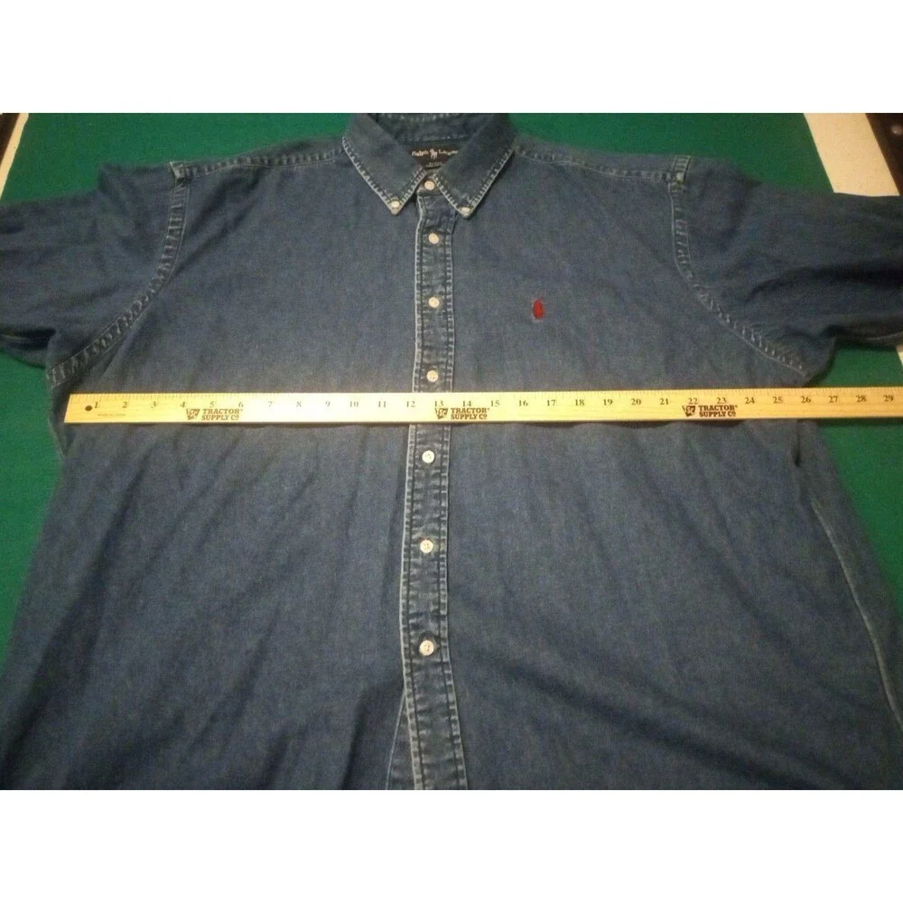 Polo Ralph Lauren Blue Denim Short Sleeve Classic Fit  Button Up Men'XXL